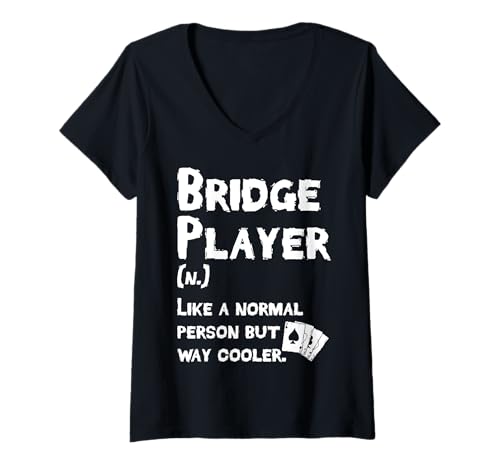 Damen Bridge Player Definition Card Game T-Shirt mit V-Ausschnitt von Bridge Kartenspiel Designs Spieler Idee