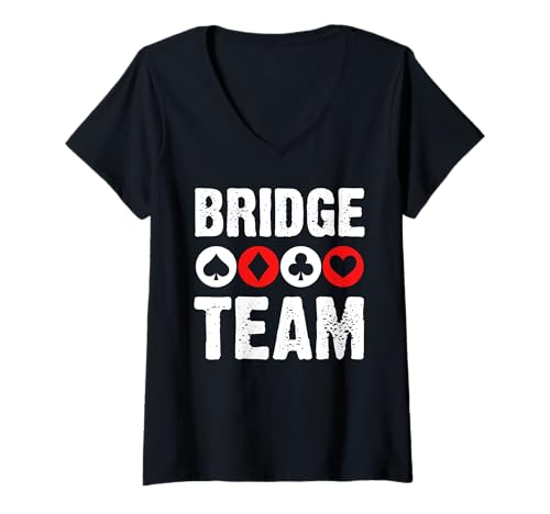Damen Bridge Team Player Card Game T-Shirt mit V-Ausschnitt von Bridge Kartenspiel Designs Spieler Idee
