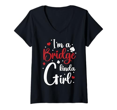 Damen Im A Bridge Kinda Girl Player Card Game T-Shirt mit V-Ausschnitt von Bridge Kartenspiel Designs Spieler Idee