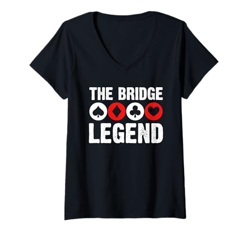 Damen The Bridge Legend Player Card Game T-Shirt mit V-Ausschnitt von Bridge Kartenspiel Designs Spieler Idee
