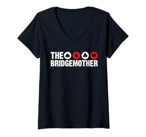 Damen The Bridge Mother Mom Mothers Day Player Card Game T-Shirt mit V-Ausschnitt von Bridge Kartenspiel Designs Spieler Idee