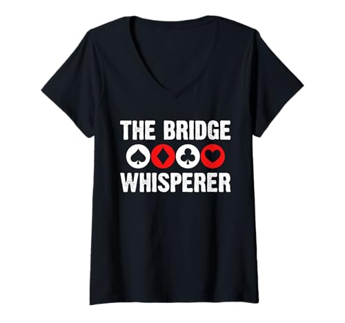 Damen The Bridge Whisperer Player Card Game T-Shirt mit V-Ausschnitt von Bridge Kartenspiel Designs Spieler Idee