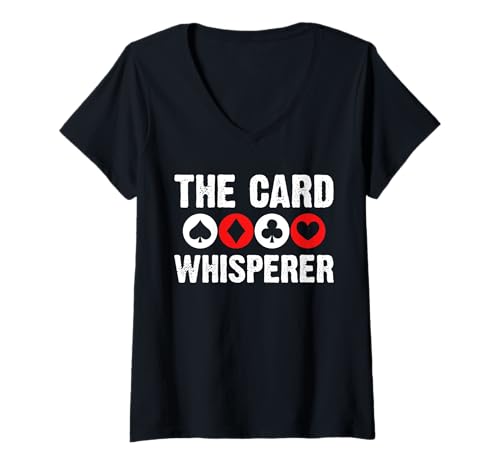 Damen The Card Whisperer Bridge Player Card Game T-Shirt mit V-Ausschnitt von Bridge Kartenspiel Designs Spieler Idee