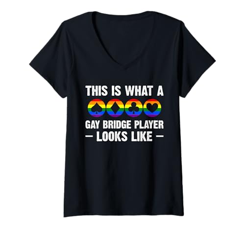 Damen This Is What A Gay Bridge Player Looks Like Card Game T-Shirt mit V-Ausschnitt von Bridge Kartenspiel Designs Spieler Idee