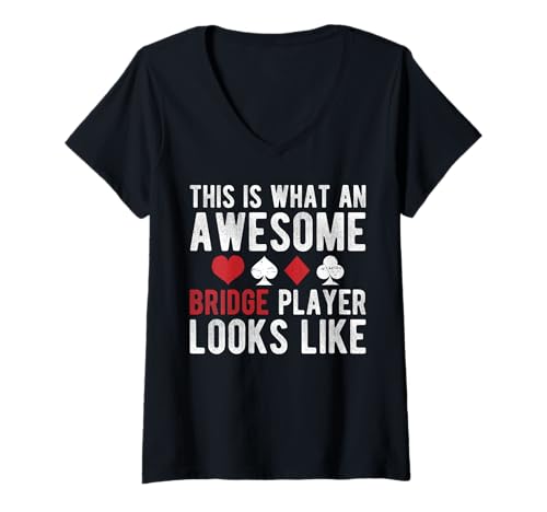 Damen This Is What An Awesome Bridge Player Looks Like T-Shirt mit V-Ausschnitt von Bridge Kartenspiel Designs Spieler Idee