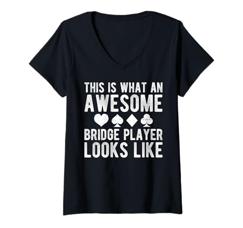 Damen This Is What An Awesome Bridge Player Looks Like T-Shirt mit V-Ausschnitt von Bridge Kartenspiel Designs Spieler Idee