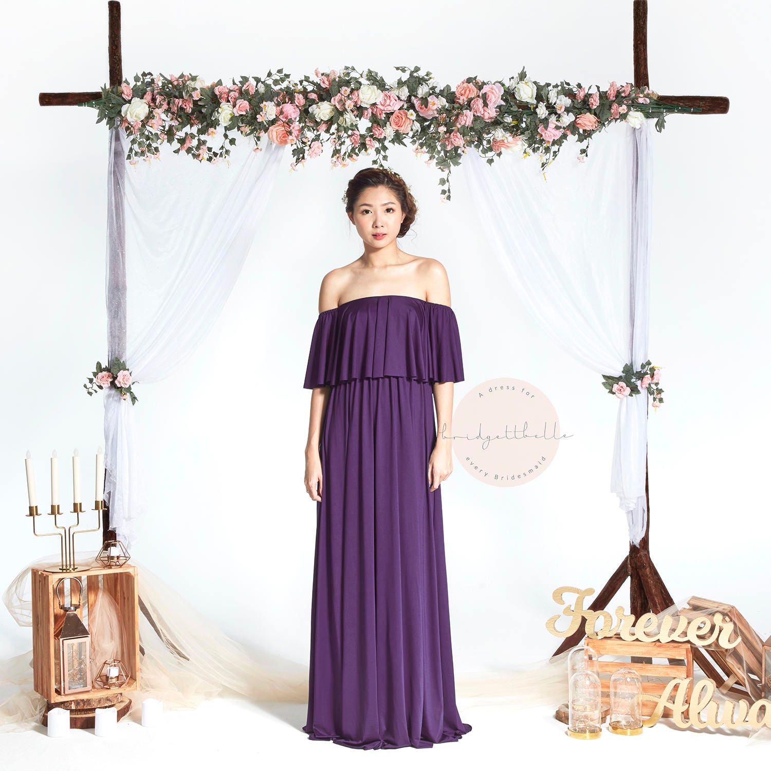 Bb Acadia in Aubergine Dunkellila 2-Wege-Weg Aus Der Schulter Bodenlangen Cabrio Boho Brautjungfer Maxi Kleid Hochzeit Abendkleid Bb Acadia in Aubergine Dunkellila 2-Wege-Weg Aus Der Schulter Bodenlangen Cabrio Boho Brautjungfer Maxi Kleid Hochzeit Abendkleid von Bridgettbe11e