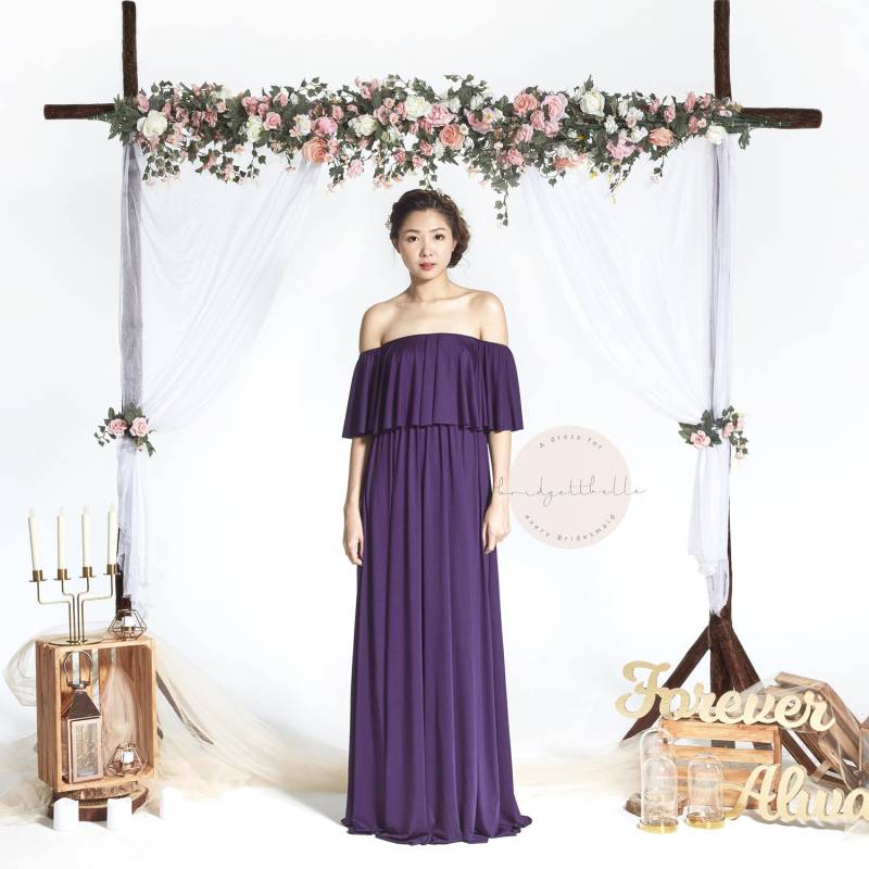 Bb Acadia in Aubergine Dunkellila 2-Wege-Weg Aus Der Schulter Bodenlangen Cabrio Boho Brautjungfer Maxi Kleid Hochzeit Abendkleid Bb Acadia in Aubergine Dunkellila 2-Wege-Weg Aus Der Schulter Bodenlangen Cabrio Boho Brautjungfer Maxi Kleid Hochzeit Abendkleid von Bridgettbe11e