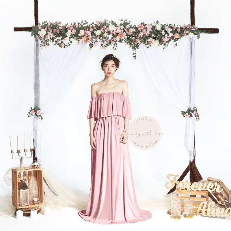 Bb Acadia in Blush Pink 2 Way Off Die Schulter Bodenlangen Cabrio Boho Brautjungfer Maxi Kleid Hochzeit Abendkleid Bb Acadia in Blush Pink 2 Way Off Die Schulter Bodenlangen Cabrio Boho Brautjungfer Maxi Kleid Hochzeit Abendkleid von Bridgettbe11e
