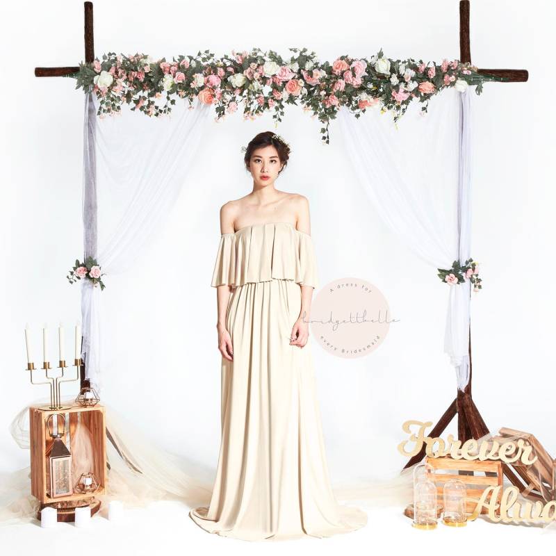 Bb Acadia in Champagne 2 Way Off The Shulter Bodenlange Cabrio Boho Brautjungfer Maxi Kleid Hochzeit Abendkleid Bb Acadia in Champagne 2 Way Off The Shulter Bodenlange Cabrio Boho Brautjungfer Maxi Kleid Hochzeit Abendkleid von Bridgettbe11e