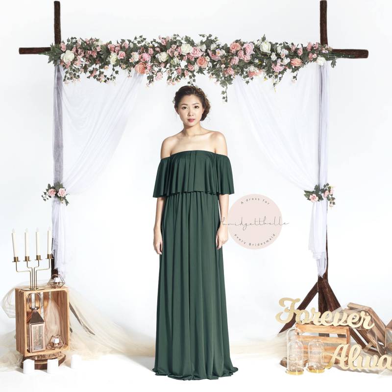 Bb Acadia in Forest Green 2 Way Off The Shulter Bodenlange Cabrio Boho Brautjungfer Maxi Kleid Hochzeit Abendkleid Bb Acadia in Forest Green 2 Way Off The Shulter Bodenlange Cabrio Boho Brautjungfer Maxi Kleid Hochzeit Abendkleid von Bridgettbe11e