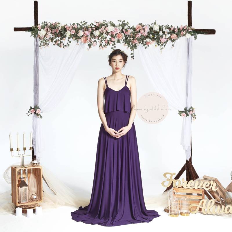 Bb Cadee in Aubergine Dunkel Lila Riemchen Bodenlangen Cabrio Boho Brautjungfer Maxi Kleid Hochzeit Abendkleid Bb Cadee in Aubergine Dunkel Lila Riemchen Bodenlangen Cabrio Boho Brautjungfer Maxi Kleid Hochzeit Abendkleid von Bridgettbe11e