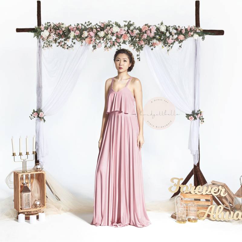 Bb Cadee in Blush Pink Riemchen Bodenlangen Cabrio Boho Brautjungfer Maxi Kleid Hochzeit Abendkleid Bb Cadee in Blush Pink Riemchen Bodenlangen Cabrio Boho Brautjungfer Maxi Kleid Hochzeit Abendkleid von Bridgettbe11e