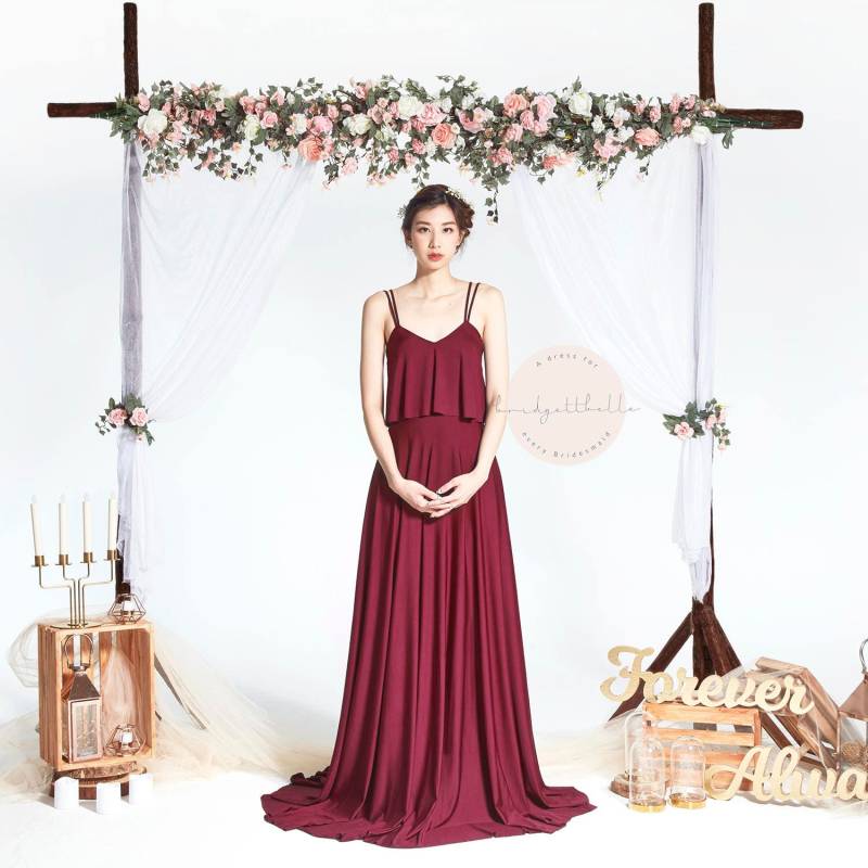 Bb Cadee in Weinrot Riemchen Bodenlange Cabrio Boho Brautjungfer Maxi Kleid Hochzeit Abendkleid Bb Cadee in Weinrot Riemchen Bodenlange Cabrio Boho Brautjungfer Maxi Kleid Hochzeit Abendkleid von Bridgettbe11e
