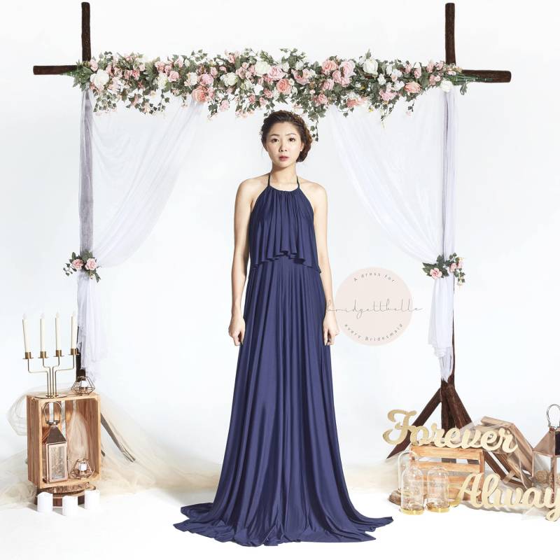 Bb Faithe in Navy Blau Halter Bodenlangen Boho Brautjungfer Maxi Kleid Hochzeit Abendkleid Bb Faithe in Navy Blau Halter Bodenlangen Boho Brautjungfer Maxi Kleid Hochzeit Abendkleid von Bridgettbe11e