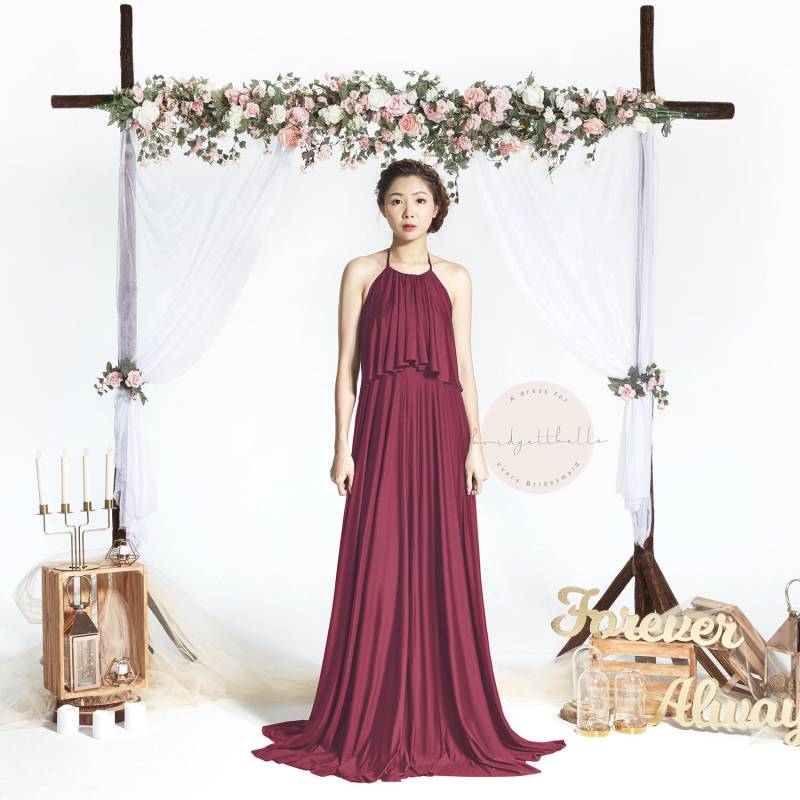 Bb Faithe in Weinrot Halter Bodenlangen Boho Brautjungfer Maxi Kleid Hochzeit Abendkleid Bb Faithe in Weinrot Halter Bodenlangen Boho Brautjungfer Maxi Kleid Hochzeit Abendkleid von Bridgettbe11e