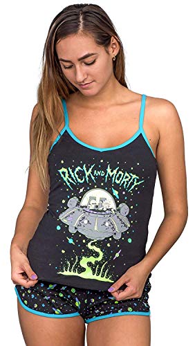 Briefly Stated Rick and Morty Spaceship Black Pajama Short and Top Set von Briefly Stated