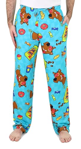 Scooby Doo Pyjamahose für Herren, Performance-Cartoon-Pyjamahose für Erwachsene, Scooby-Doo PJs, S-M-L-XL, Türkis/Ausflug, einfarbig (Getaway Solids), Large von Briefly Stated