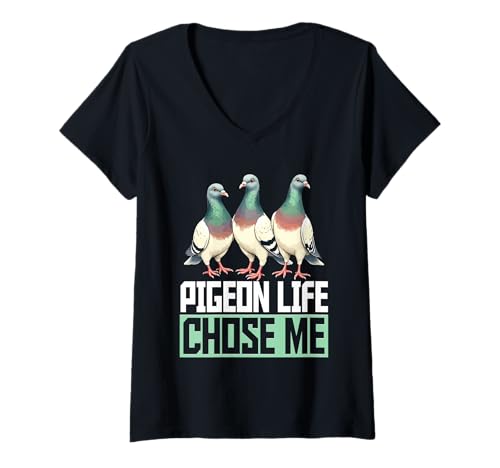 Damen Tauben Taubenzüchter Brieftauben Pigeon Life Chose me T-Shirt mit V-Ausschnitt von Brieftaube Renntaube Taubenzucht