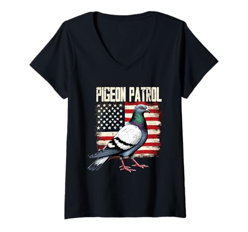 Damen Tauben Taubenzüchter Brieftauben Pigeon Patrol T-Shirt mit V-Ausschnitt von Brieftaube Renntaube Taubenzucht
