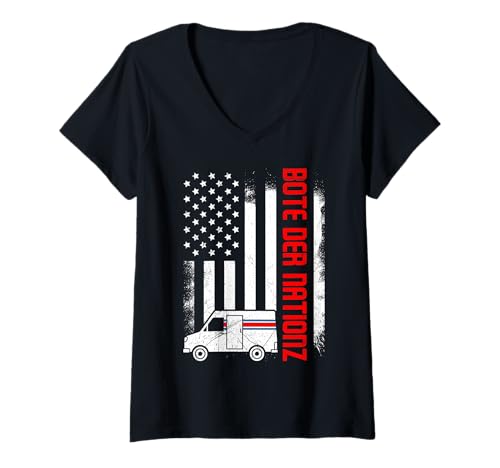 Damen Briefträger Bote DER NATIONZ Lustiges Postboten T-Shirt mit V-Ausschnitt Damen Briefträger Bote DER NATIONZ Lustiges Postboten T-Shirt mit V-Ausschnitt von Briefträger Shirt Postboten Outfit Paketzusteller