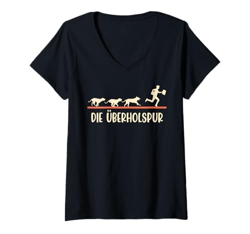 Damen Briefträger DIE ÜBERHOLSPUR Lustiges Postboten T-Shirt mit V-Ausschnitt Damen Briefträger DIE ÜBERHOLSPUR Lustiges Postboten T-Shirt mit V-Ausschnitt von Briefträger Shirt Postboten Outfit Paketzusteller