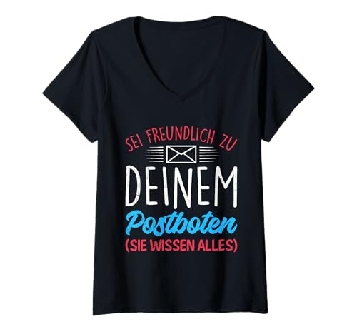 Damen Briefträger SEI FREUNDLICH ZU DEINEM POSTBOTEN Outfit T-Shirt mit V-Ausschnitt Damen Briefträger SEI FREUNDLICH ZU DEINEM POSTBOTEN Outfit T-Shirt mit V-Ausschnitt von Briefträger Shirt Postboten Outfit Paketzusteller
