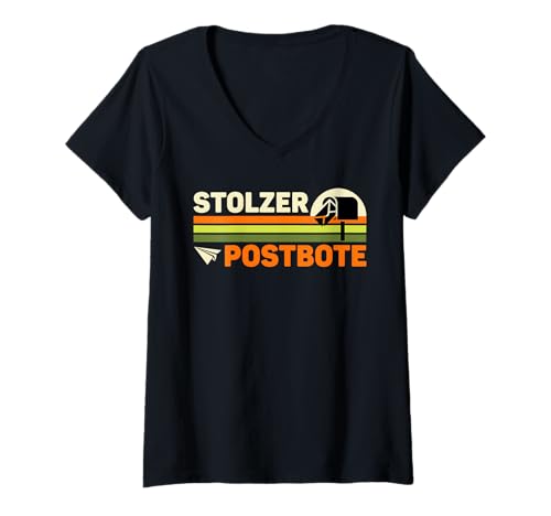 Damen Briefträger STOLZER POSTBOTE Retro Lustiges Postboten T-Shirt mit V-Ausschnitt Damen Briefträger STOLZER POSTBOTE Retro Lustiges Postboten T-Shirt mit V-Ausschnitt von Briefträger Shirt Postboten Outfit Paketzusteller