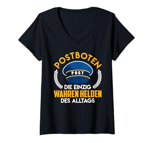 Damen POSTBOTEN DIE EINZIG Wahren Helden Lustiges Briefträger T-Shirt mit V-Ausschnitt Damen POSTBOTEN DIE EINZIG Wahren Helden Lustiges Briefträger T-Shirt mit V-Ausschnitt von Briefträger Shirt Postboten Outfit Paketzusteller