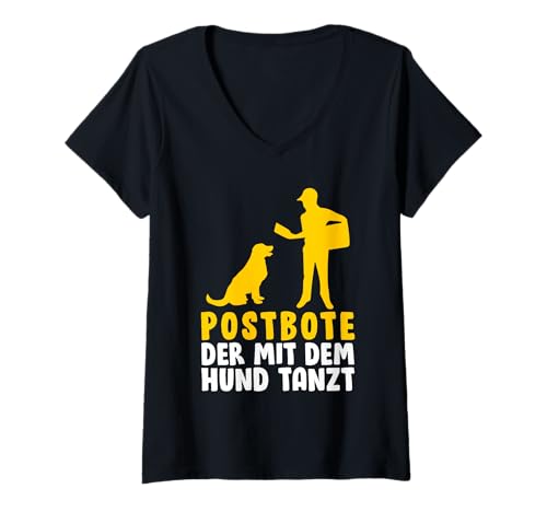 Damen Postboten POSTBOTE DER MIT DEM Hund Tanzt LUSTIG Briefträger T-Shirt mit V-Ausschnitt Damen Postboten POSTBOTE DER MIT DEM Hund Tanzt LUSTIG Briefträger T-Shirt mit V-Ausschnitt von Briefträger Shirt Postboten Outfit Paketzusteller