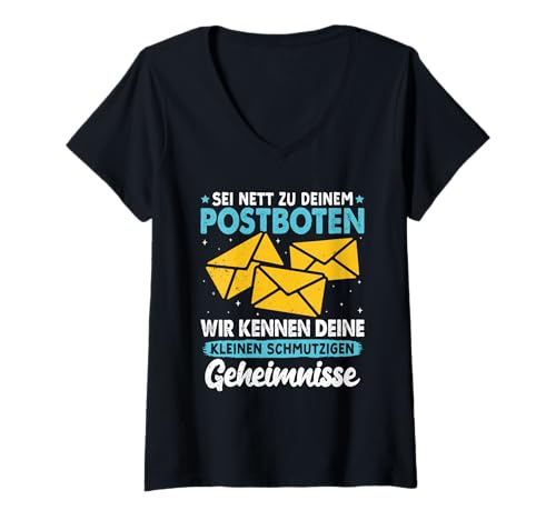 Damen Postboten SEI NETT MIT DEINEM POSTBOTEN WIR Postboten T-Shirt mit V-Ausschnitt Damen Postboten SEI NETT MIT DEINEM POSTBOTEN WIR Postboten T-Shirt mit V-Ausschnitt von Briefträger Shirt Postboten Outfit Paketzusteller