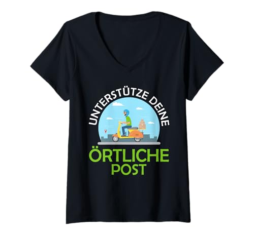 Damen Postboten UNTERTÜTZE Deine ÖRTLICHE Post LUSTIG Briefträger T-Shirt mit V-Ausschnitt Damen Postboten UNTERTÜTZE Deine ÖRTLICHE Post LUSTIG Briefträger T-Shirt mit V-Ausschnitt von Briefträger Shirt Postboten Outfit Paketzusteller