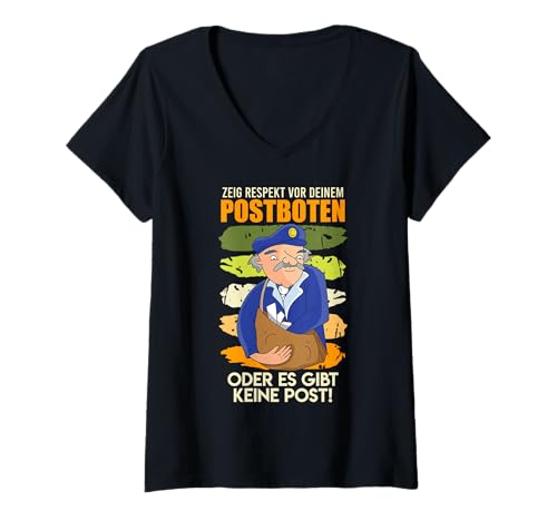 Damen Postboten ZIEG RESPEKT VOR DEINEM POSTBOTEN ODER Postboten T-Shirt mit V-Ausschnitt Damen Postboten ZIEG RESPEKT VOR DEINEM POSTBOTEN ODER Postboten T-Shirt mit V-Ausschnitt von Briefträger Shirt Postboten Outfit Paketzusteller