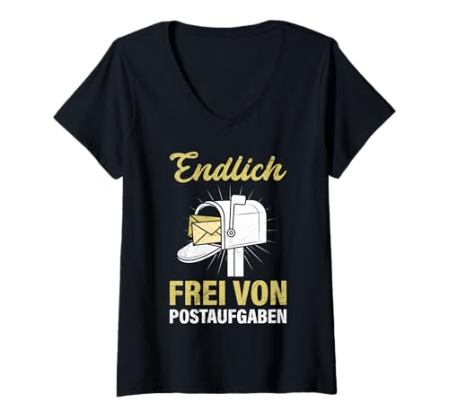 Damen Briefträger ENDLICH FREI VON POSTAUFGABEN Lustig Postbote T-Shirt mit V-Ausschnitt Damen Briefträger ENDLICH FREI VON POSTAUFGABEN Lustig Postbote T-Shirt mit V-Ausschnitt von Briefträger Shirt Postboten Outfit Ruhestand