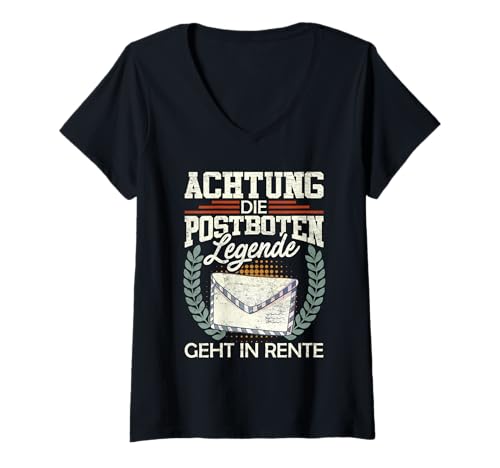Damen Postboten Achtung DIE POSTBOTEN Legende GEHT Outfitruhestand T-Shirt mit V-Ausschnitt Damen Postboten Achtung DIE POSTBOTEN Legende GEHT Outfitruhestand T-Shirt mit V-Ausschnitt von Briefträger Shirt Postboten Outfit Ruhestand