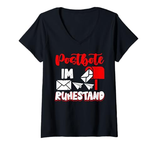 Damen Rente POSTBOTE IM Ruhestand Lustiges Briefträger T-Shirt mit V-Ausschnitt Damen Rente POSTBOTE IM Ruhestand Lustiges Briefträger T-Shirt mit V-Ausschnitt von Briefträger Shirt Postboten Outfit Ruhestand