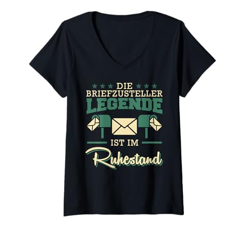 Damen Rentner DIE BRIEFZUSTELLER Legende IM Ruhestand Postbote T-Shirt mit V-Ausschnitt Damen Rentner DIE BRIEFZUSTELLER Legende IM Ruhestand Postbote T-Shirt mit V-Ausschnitt von Briefträger Shirt Postboten Outfit Ruhestand