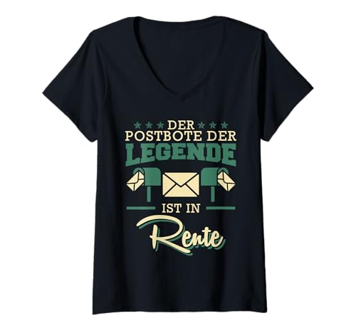 Damen Rentner POSTBOTE DER Legende IST IN Rente Lustig Postamt T-Shirt mit V-Ausschnitt Damen Rentner POSTBOTE DER Legende IST IN Rente Lustig Postamt T-Shirt mit V-Ausschnitt von Briefträger Shirt Postboten Outfit Ruhestand
