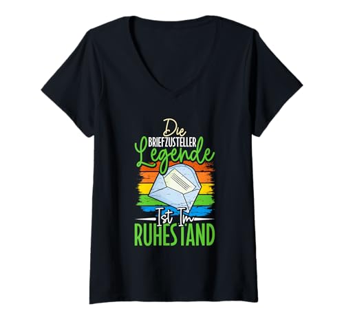Damen Ruhestand BRIEFZUSTELLER Legende IN Ruhestand Postboten T-Shirt mit V-Ausschnitt Damen Ruhestand BRIEFZUSTELLER Legende IN Ruhestand Postboten T-Shirt mit V-Ausschnitt von Briefträger Shirt Postboten Outfit Ruhestand