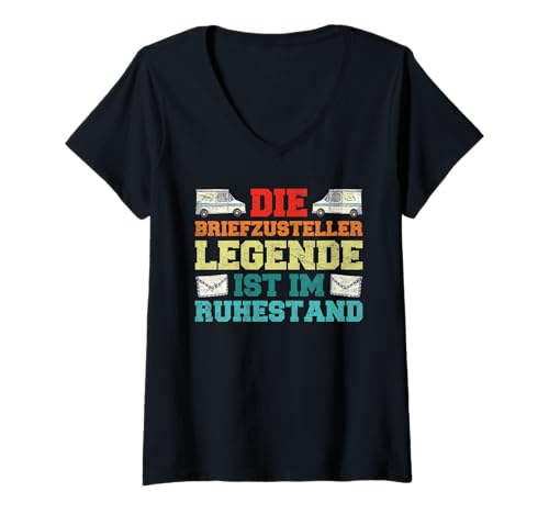 Damen Ruhestand DIE BRIEFZUSTELLER Legende IST IM Briefträger T-Shirt mit V-Ausschnitt Damen Ruhestand DIE BRIEFZUSTELLER Legende IST IM Briefträger T-Shirt mit V-Ausschnitt von Briefträger Shirt Postboten Outfit Ruhestand