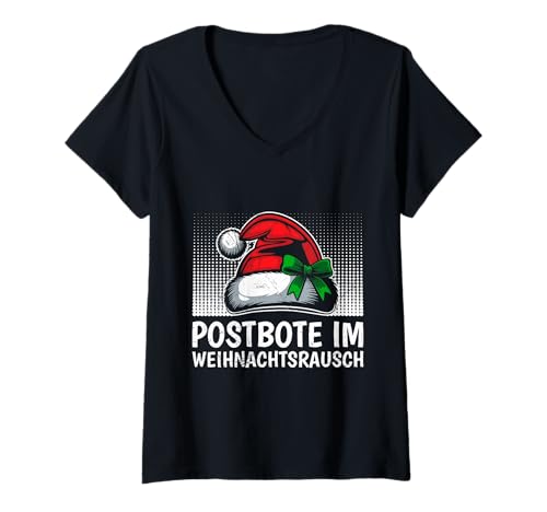 Damen POSTBOTE IM WEIHNACHTSRAUSCH Lustiges Briefträger T-Shirt mit V-Ausschnitt Damen POSTBOTE IM WEIHNACHTSRAUSCH Lustiges Briefträger T-Shirt mit V-Ausschnitt von Briefträger Shirt Postboten Outfit Weihnachten