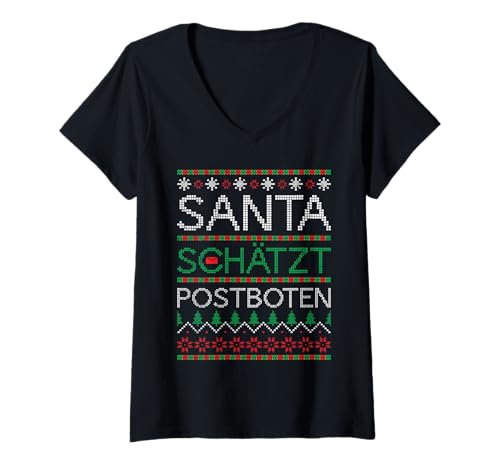 Damen Weihnachten Santa SCHÄTZT POSTBOTEN Lustig Briefträger T-Shirt mit V-Ausschnitt Damen Weihnachten Santa SCHÄTZT POSTBOTEN Lustig Briefträger T-Shirt mit V-Ausschnitt von Briefträger Shirt Postboten Outfit Weihnachten