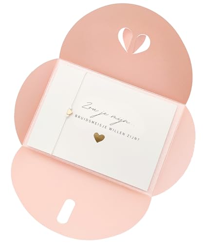Kaart ‘Wil je mijn bruidsmeisje zijn?’ met damesarmband in goudkleur en envelop met hartsluiting | Armband vraag bruidsmeisje | Cadeau voor bruiloft | Verschillende varianten (Bruidsmeisje - Roos) von Briefzauber