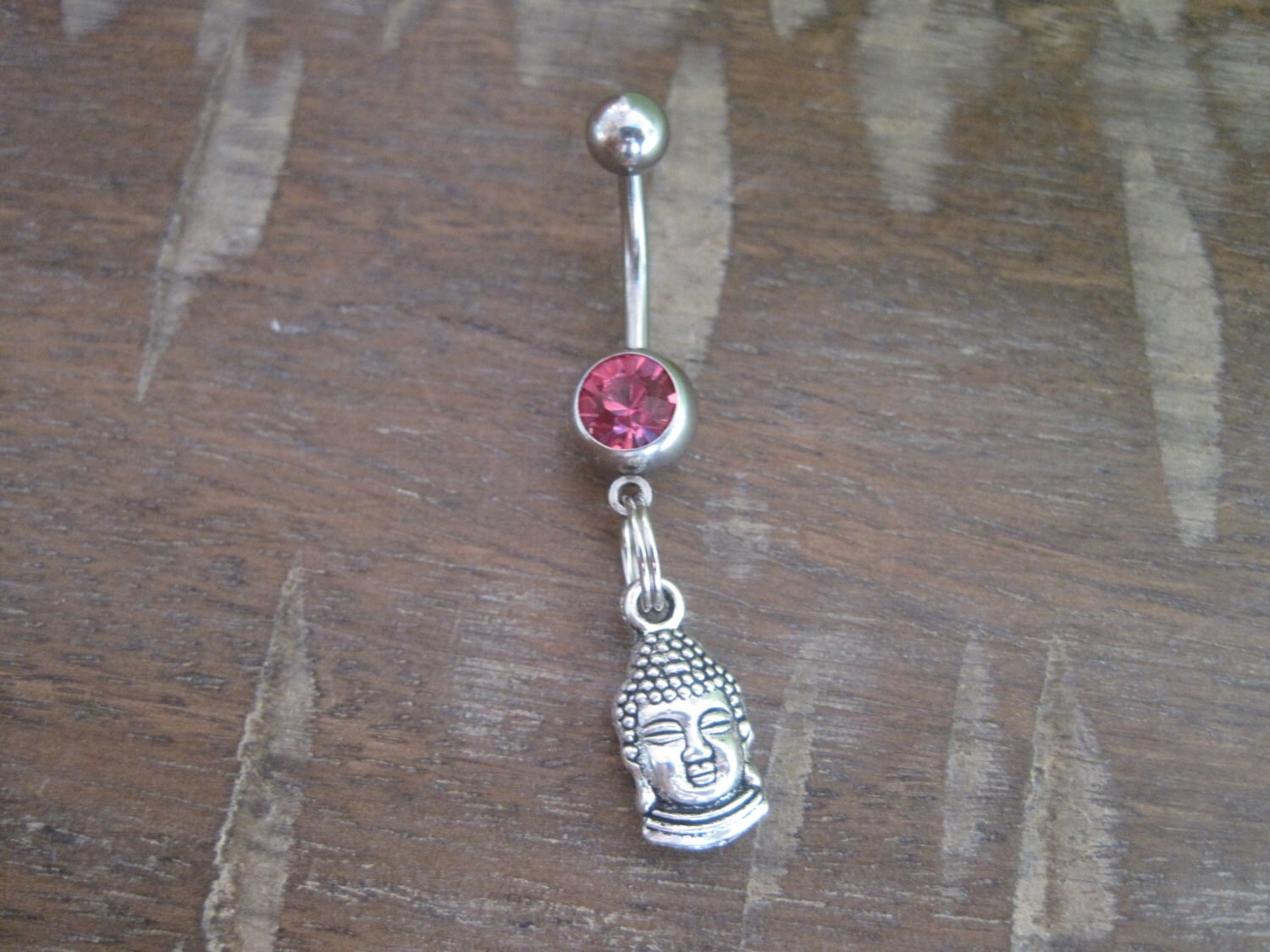 Bauchnabel Ring - Körper Schmuck Buddha Kopf Mit Hell Rosa Edelstein Bauchnabel Ring - Körper Schmuck Buddha Kopf Mit Hell Rosa Edelstein von BriellesJewels