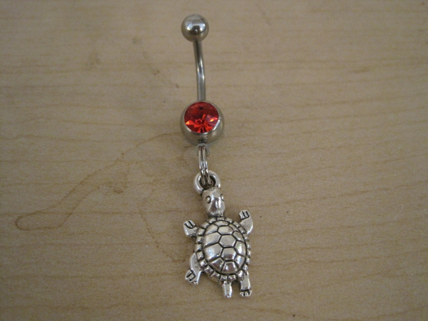 Bauchnabel Ring - Körper Schmuck Silber Schildkröte Mit Roten Edelstein Bauchnabel Ring - Körper Schmuck Silber Schildkröte Mit Roten Edelstein von BriellesJewels