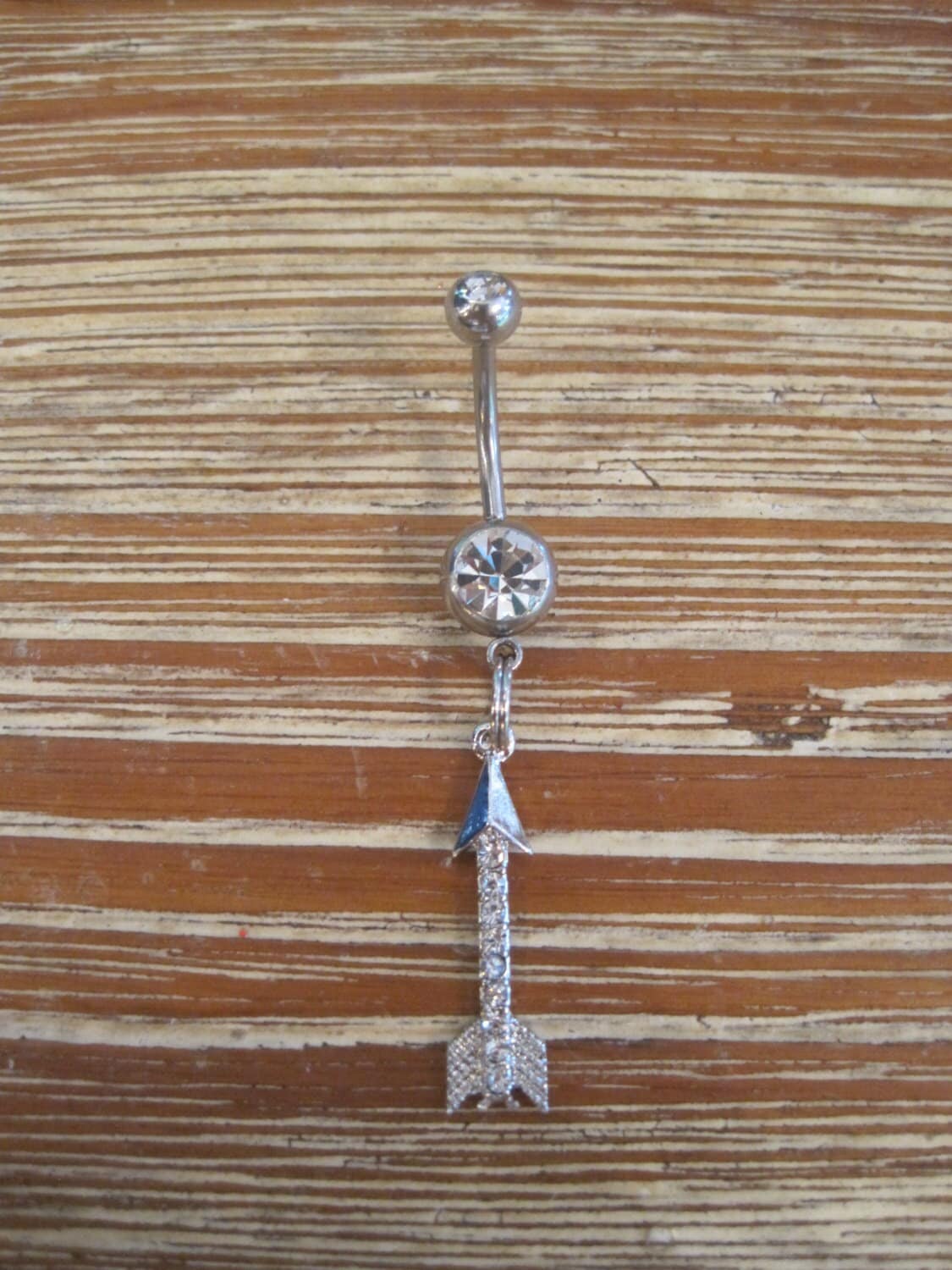 Bauchnabel Ring - Körper Schmuck Silber Strass Pfeil Mit Doppelt Edelstein Bauchnabel Ring - Körper Schmuck Silber Strass Pfeil Mit Doppelt Edelstein von BriellesJewels
