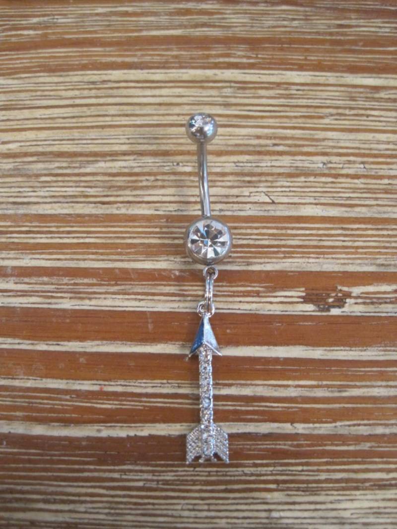 Bauchnabel Ring - Körper Schmuck Silber Strass Pfeil Mit Doppelt Edelstein von BriellesJewels