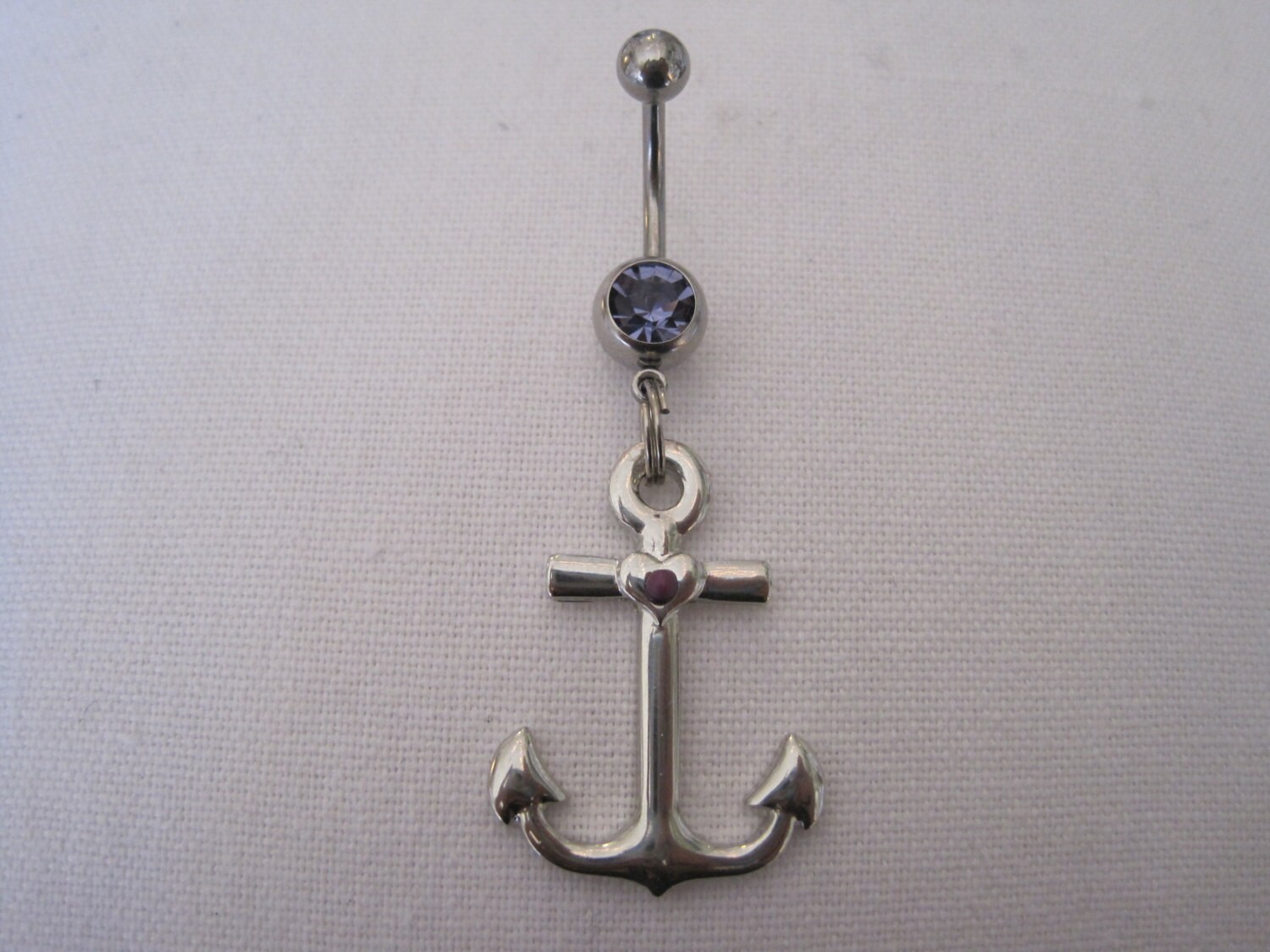 Bauchnabel Ring - Körperschmuck Silber Anker Bauch Mit Lila Edelstein Bauchnabel Ring - Körperschmuck Silber Anker Bauch Mit Lila Edelstein von BriellesJewels