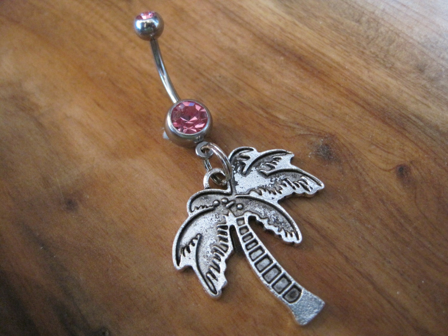 Bauchnabel Ring - Körperschmuck Silber Palme Mit Doppelten Rosa Edelsteinen Bauchnabel Ring - Körperschmuck Silber Palme Mit Doppelten Rosa Edelsteinen von BriellesJewels