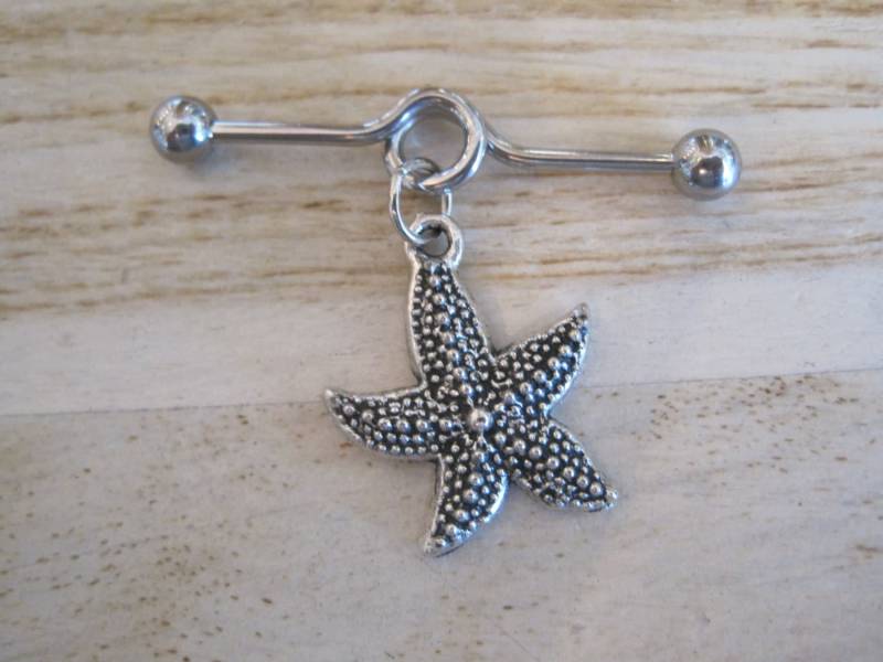 Industrial Barbell - Silber Seestern Piercing Körperschmuck von BriellesJewels